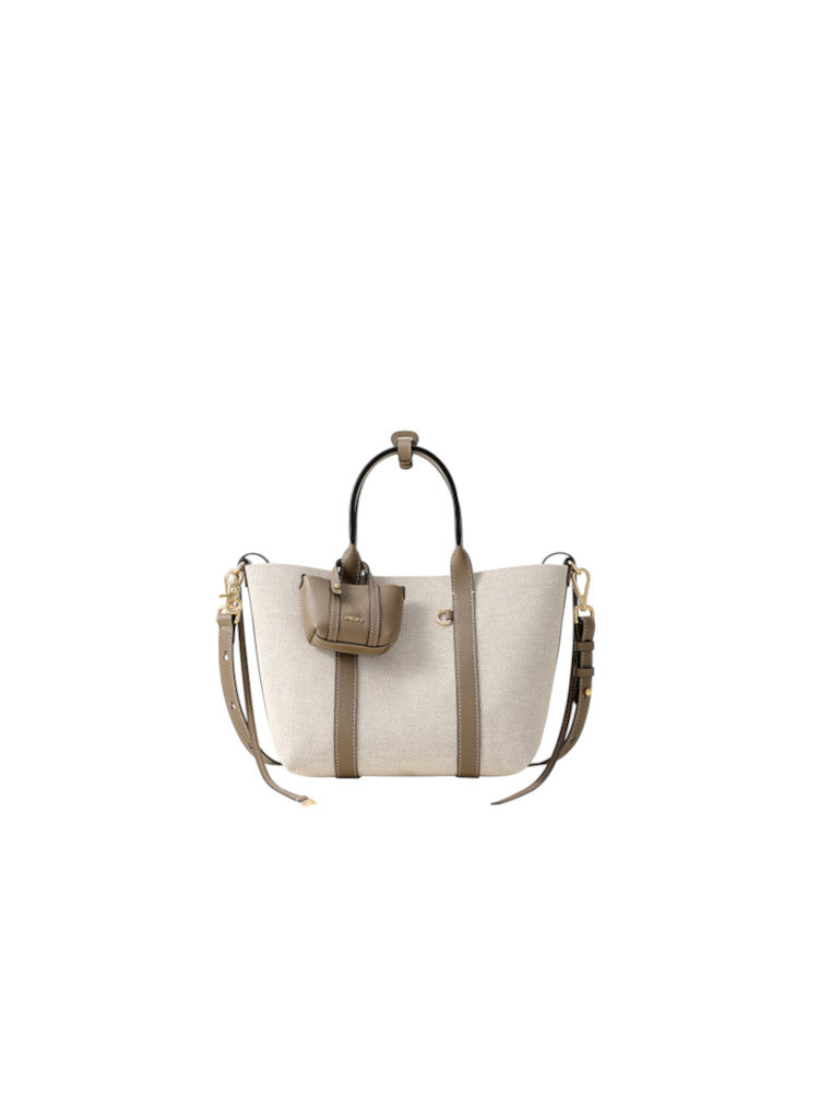 Week Jacquard with Leather Tote Bag