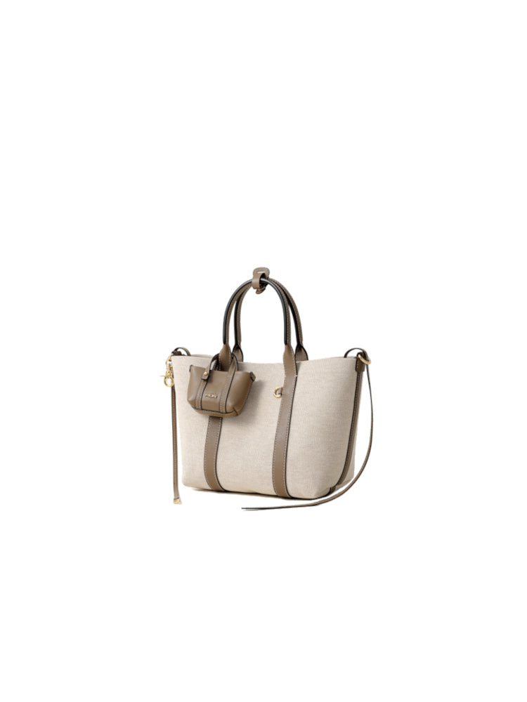 Week Jacquard with Leather Tote Bag