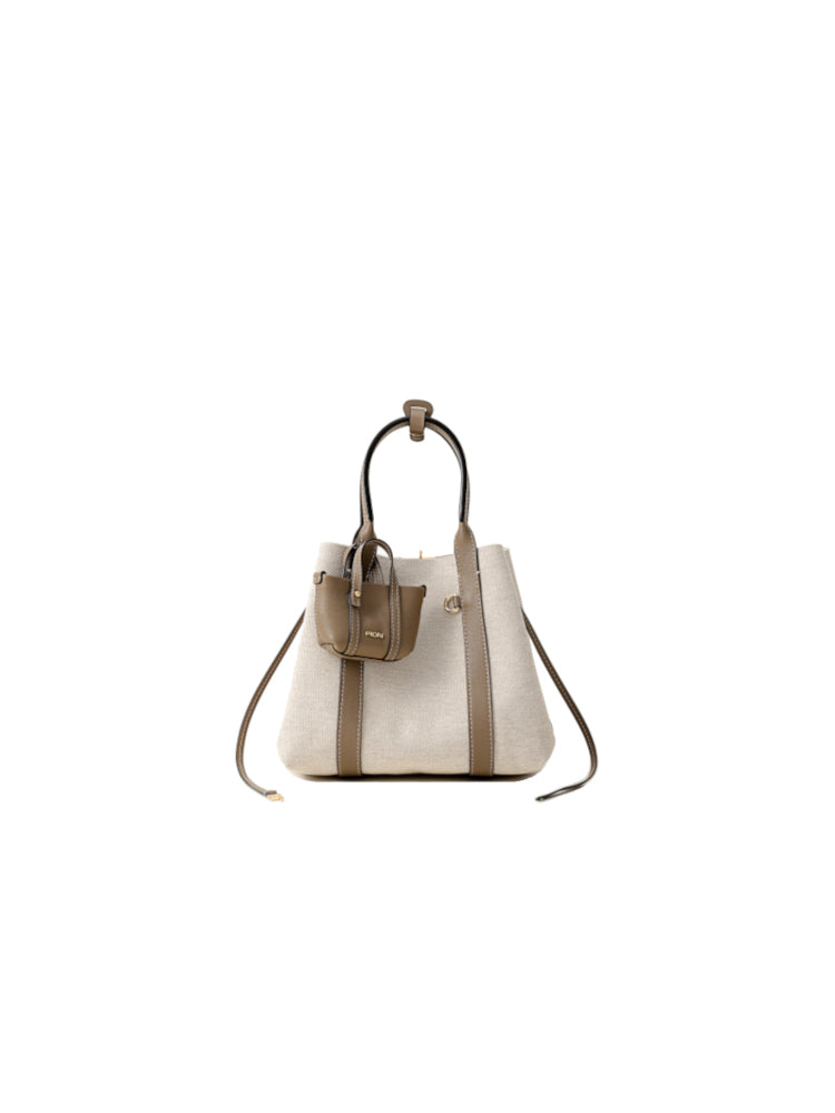 Week Jacquard with Leather Tote Bag