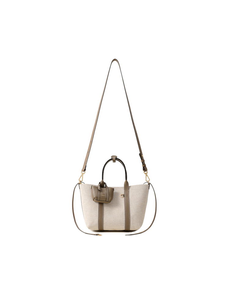 Week Jacquard with Leather Tote Bag
