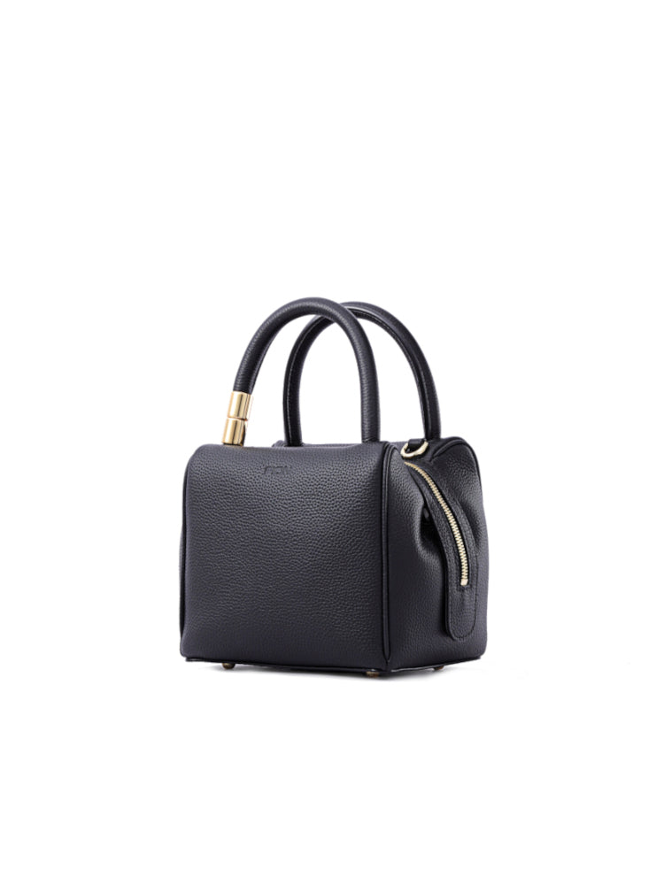 Cube Leather Top Handle Bag