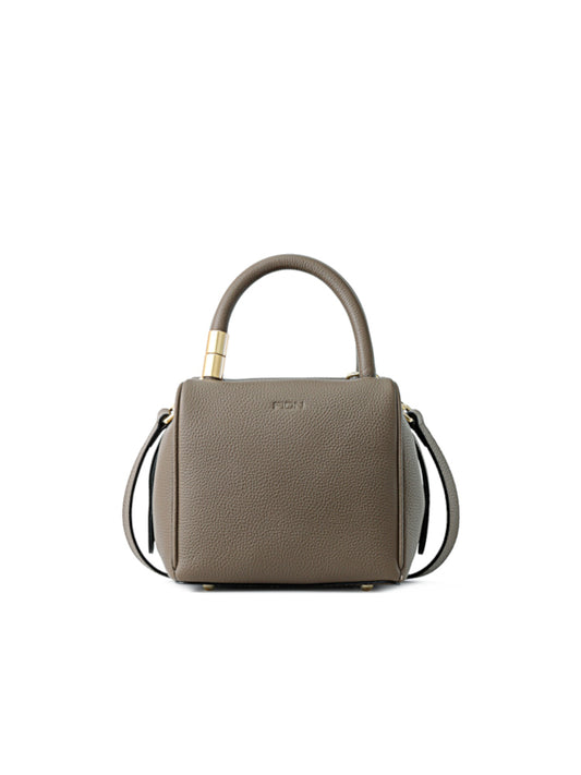 Cube Leather Top Handle Bag