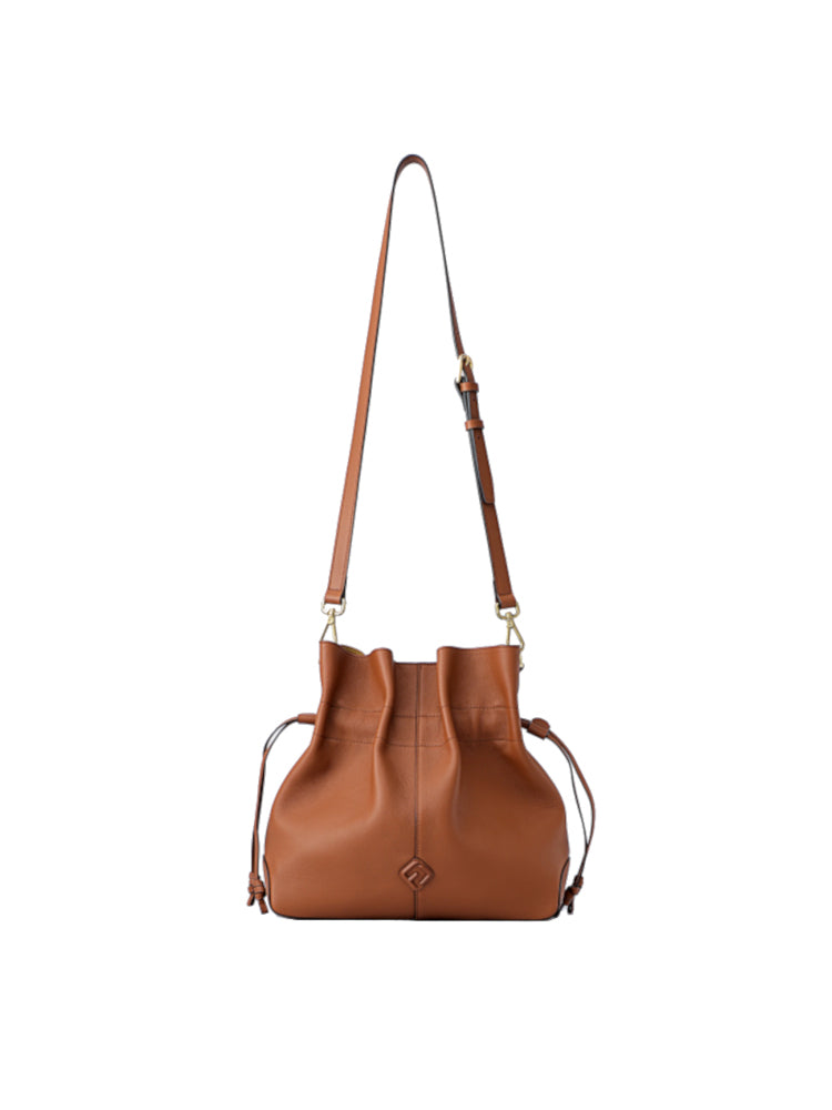 Ruched Leather Large Top Handle Bag