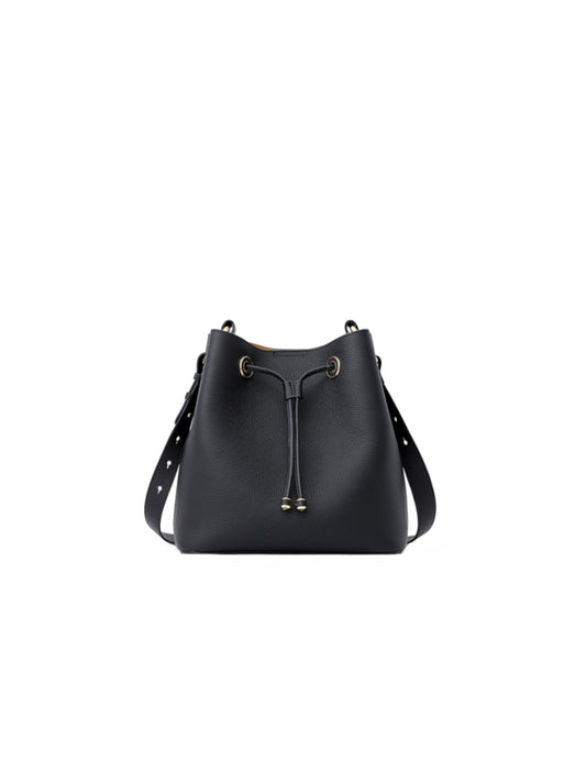 Cube Drawstring Medium Leather Bucket Bag