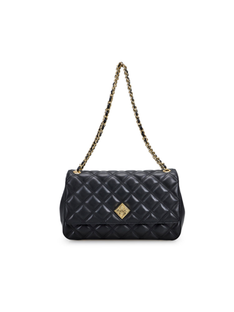 Platinum Grille Quilting Leather Crossbody & Shoulder Handbag
