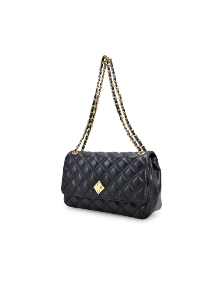 Platinum Grille Quilting Leather Crossbody & Shoulder Handbag