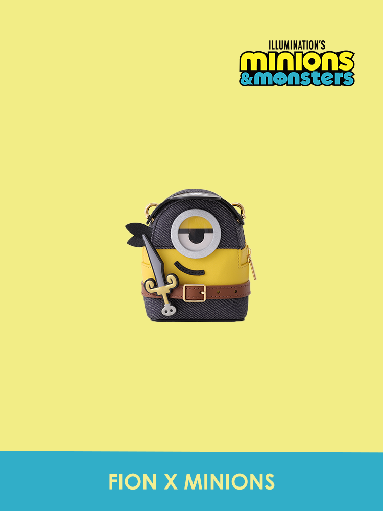 (In Stock) Minions & Monsters Denim with Leather Mini Crossbody & Shoulder Bag