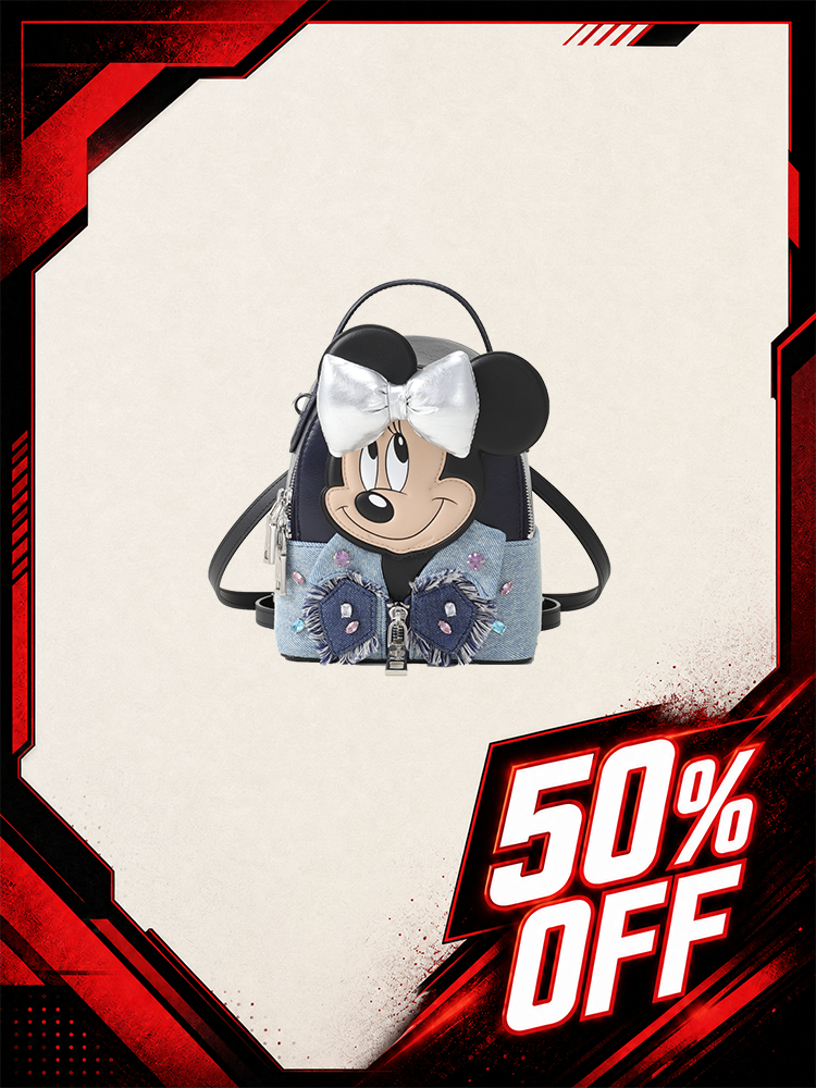 Minnie Mouse Denim with Leather Backpack