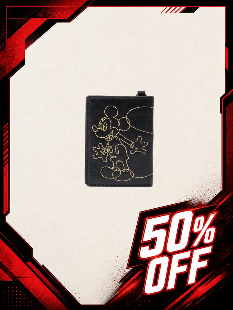 Mickey Mouse Black Embroidered Card Holder