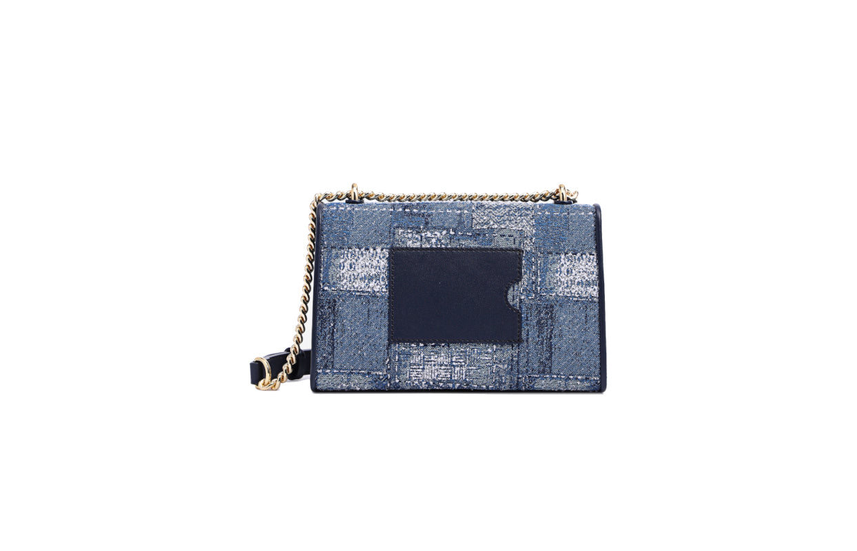Oil Painting Jacquard with Leather Shoulder Bag