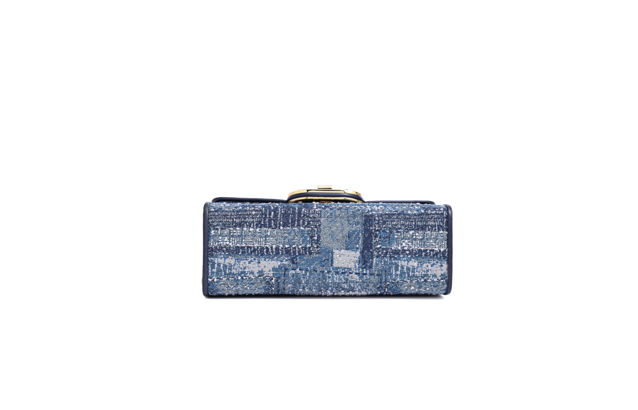 Oil Painting Jacquard with Leather Shoulder Bag