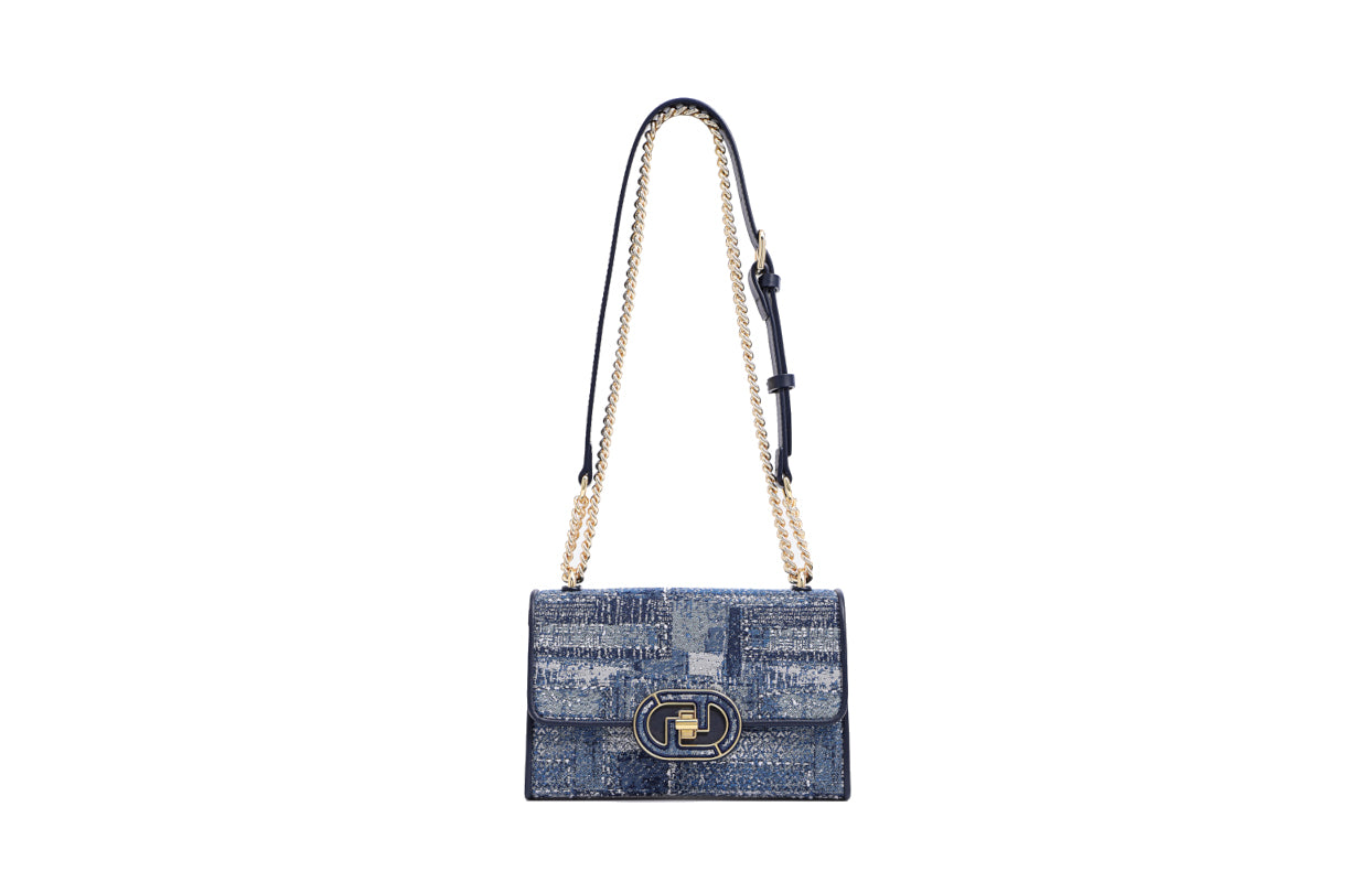 Oil Painting Jacquard with Leather Shoulder Bag