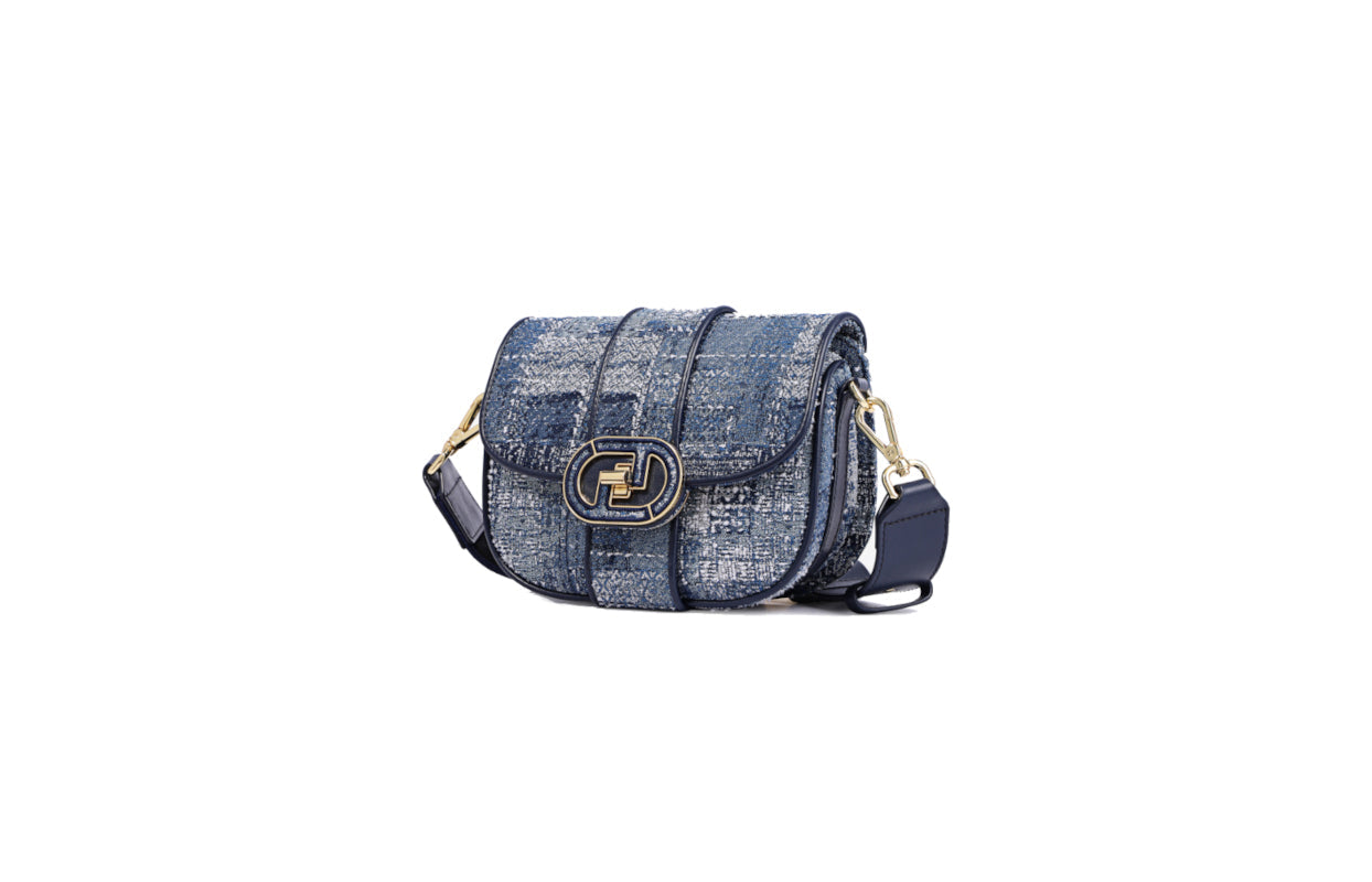 Oil Painting Jacquard with Leather Shoulder Bag