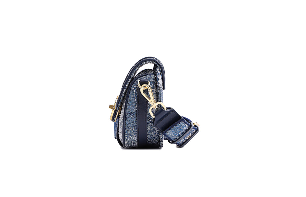 Oil Painting Jacquard with Leather Shoulder Bag