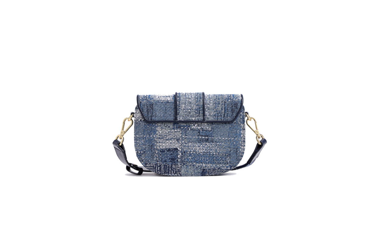 Oil Painting Jacquard with Leather Shoulder Bag