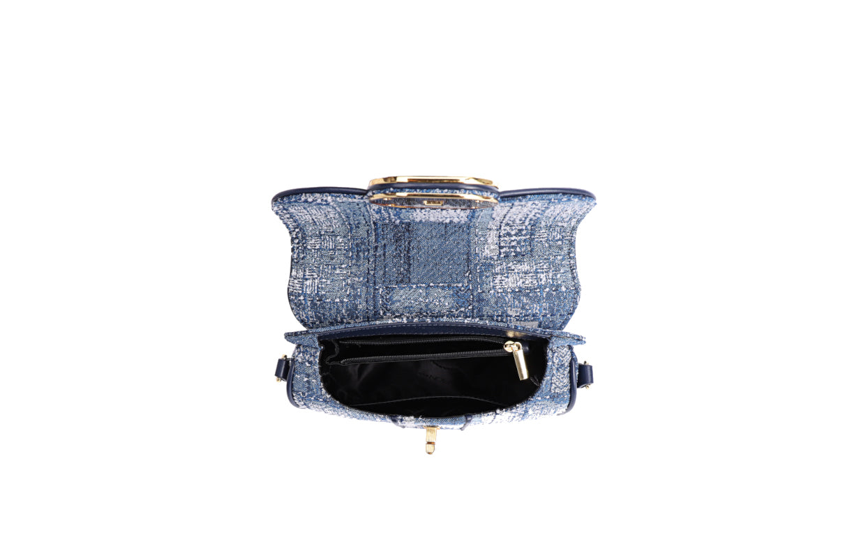 Oil Painting Jacquard with Leather Shoulder Bag