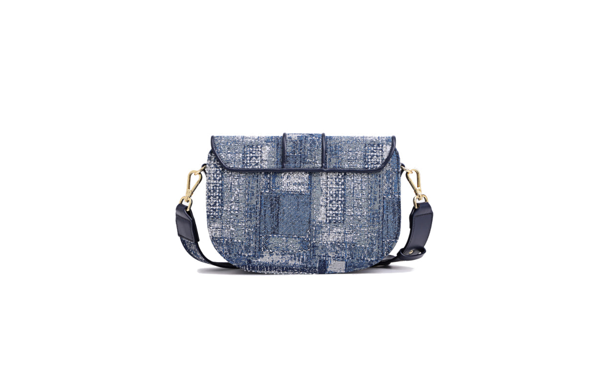 Oil Painting Jacquard with Leather Shoulder Bag