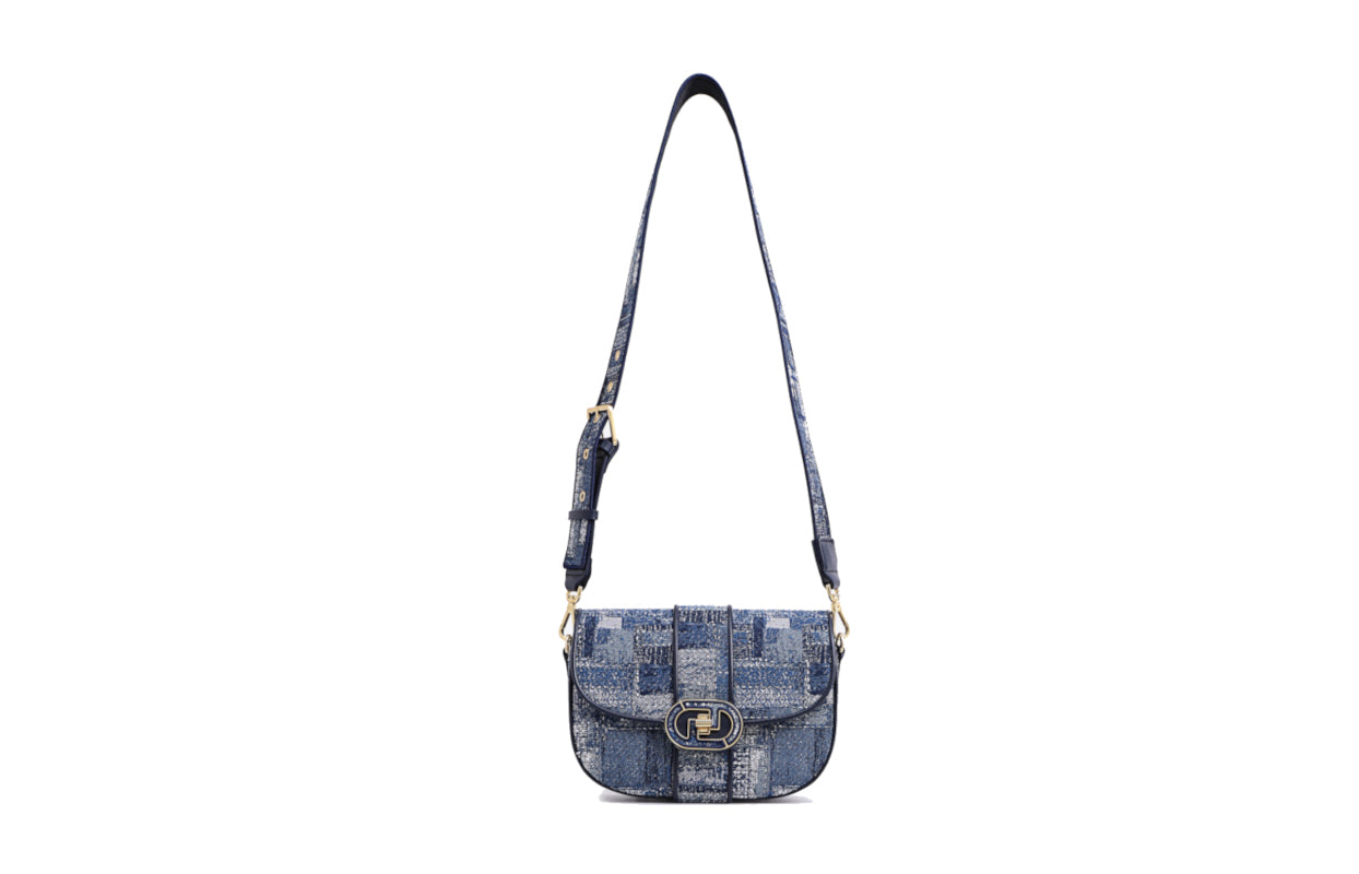 Oil Painting Jacquard with Leather Shoulder Bag