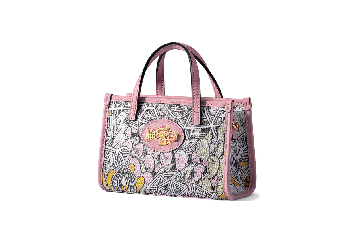 Jayde Fish Jacquard with Woven Top Handle Bag