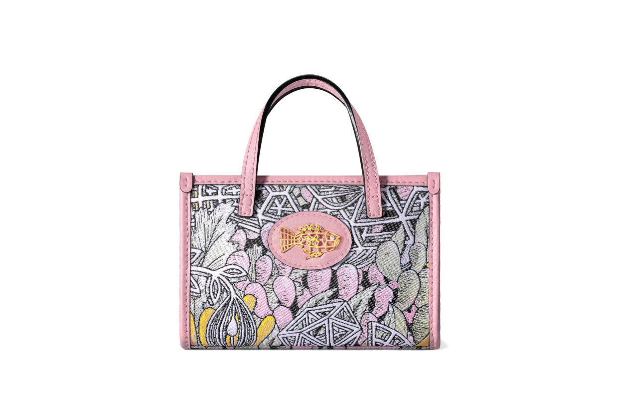 Jayde Fish Jacquard with Woven Top Handle Bag