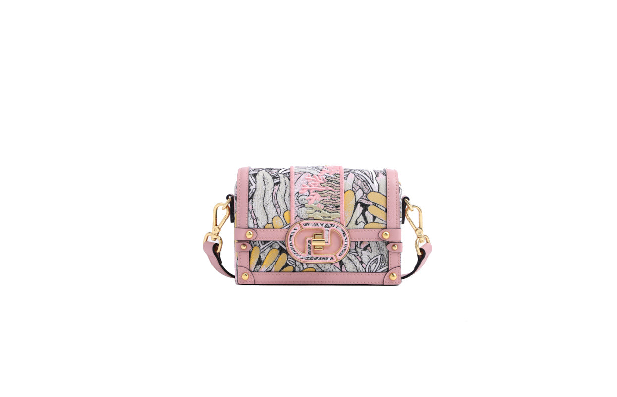 Jayde Fish Jacquard with Leather Shoulder Bag