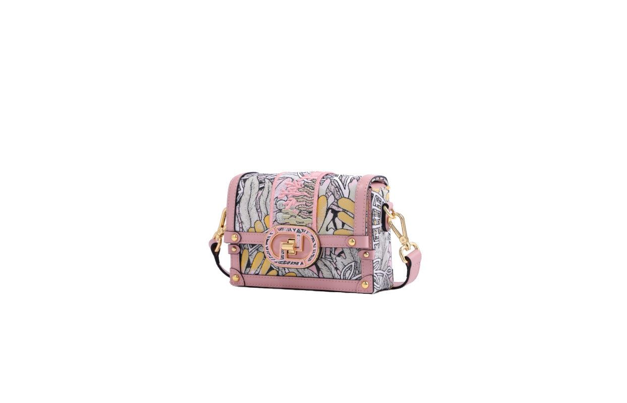 Jayde Fish Jacquard with Leather Shoulder Bag