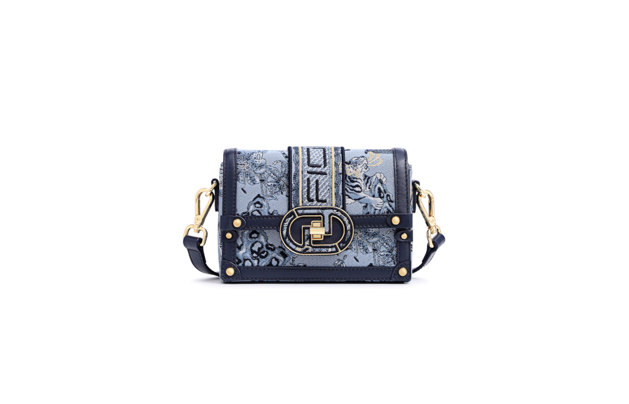 Zishi Tiger Jacquard with Leather Shoulder Bag