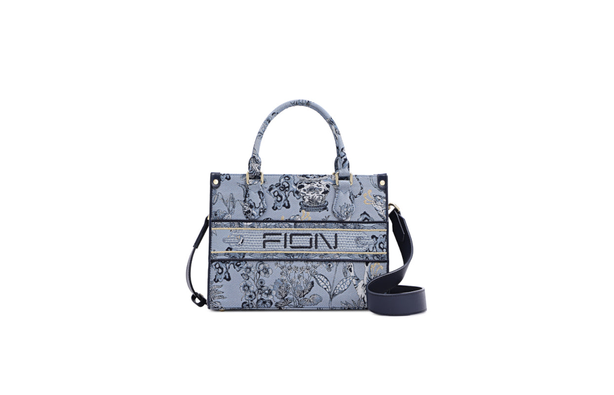 Zishi Tiger Jacquard with Leather Tote Bag