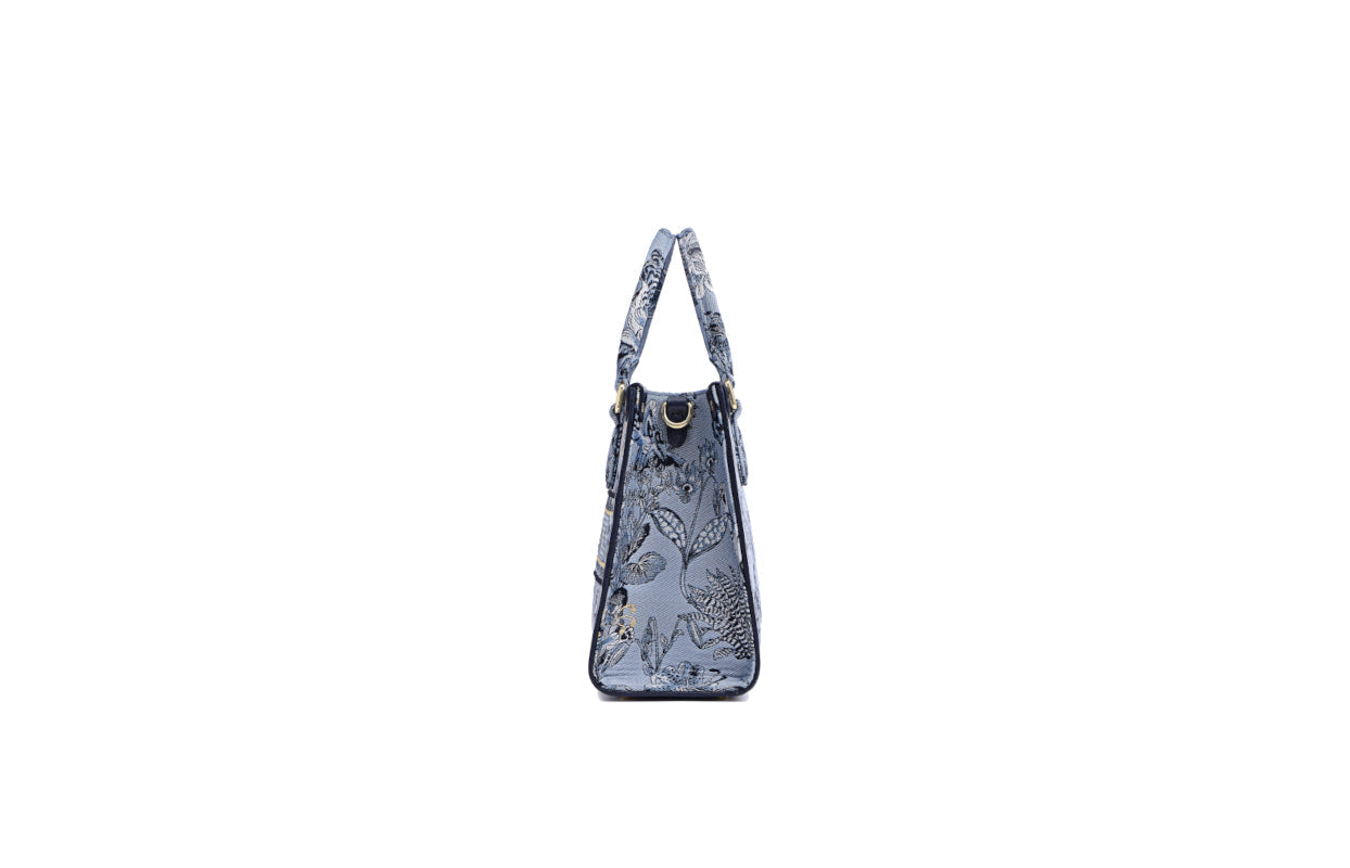 Zishi Tiger Jacquard with Leather Tote Bag