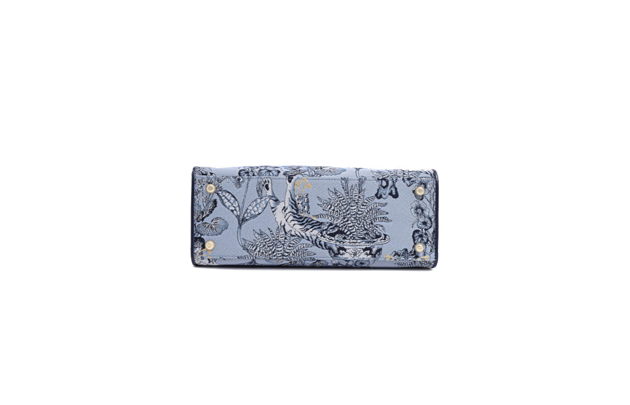 Zishi Tiger Jacquard with Leather Tote Bag