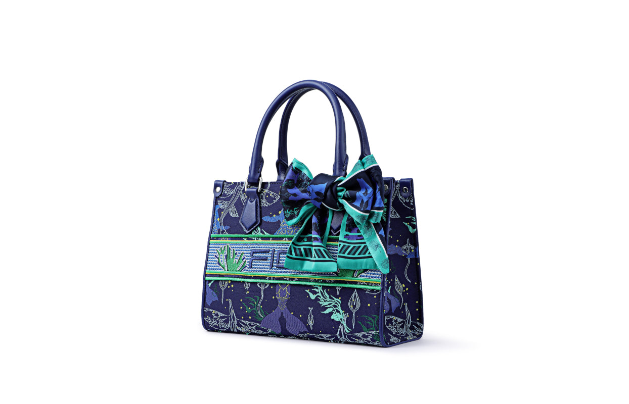Avatar Jacquard with Cow Leather Medium Tote Bag