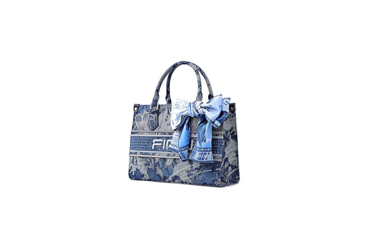 Avatar Jacquard with Cow Leather Medium Tote Bag