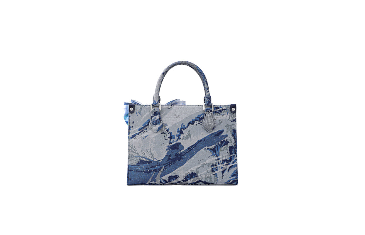 Avatar Jacquard with Cow Leather Medium Tote Bag