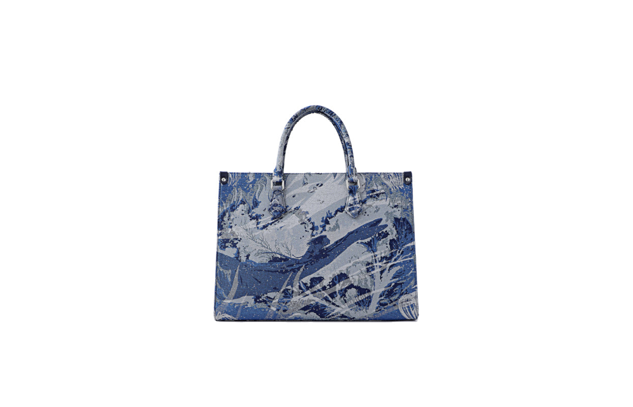 Avatar Jacquard with Cow Leather Large Tote Bag