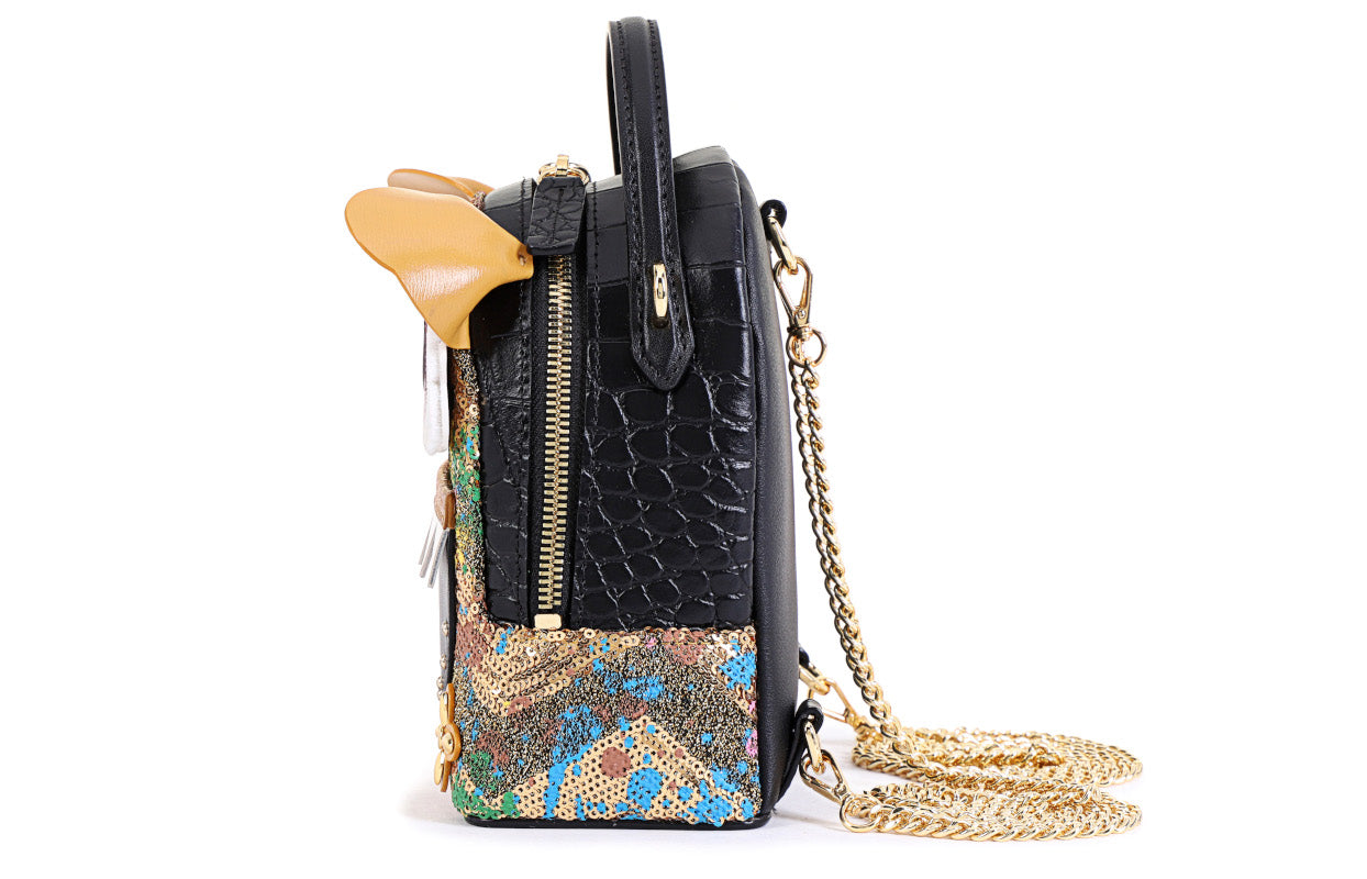 Little Mons Jacquard with Leather Backpack