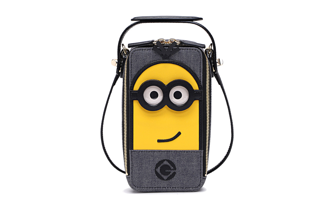 Minions Denim with Cow Leather Crossbody & Shoulder Bag
