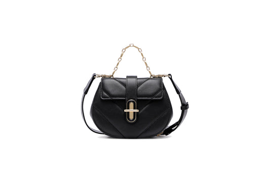 Cross Lock Leather Shoulder Bag
