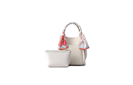 Chocolate Basket Jacquard with Leather Top Handle Bag