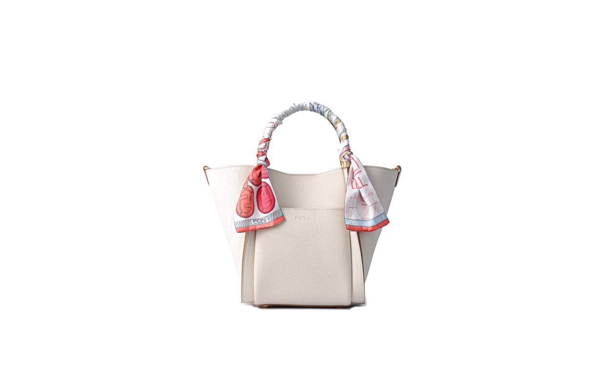 Chocolate Basket Jacquard with Leather Top Handle Bag