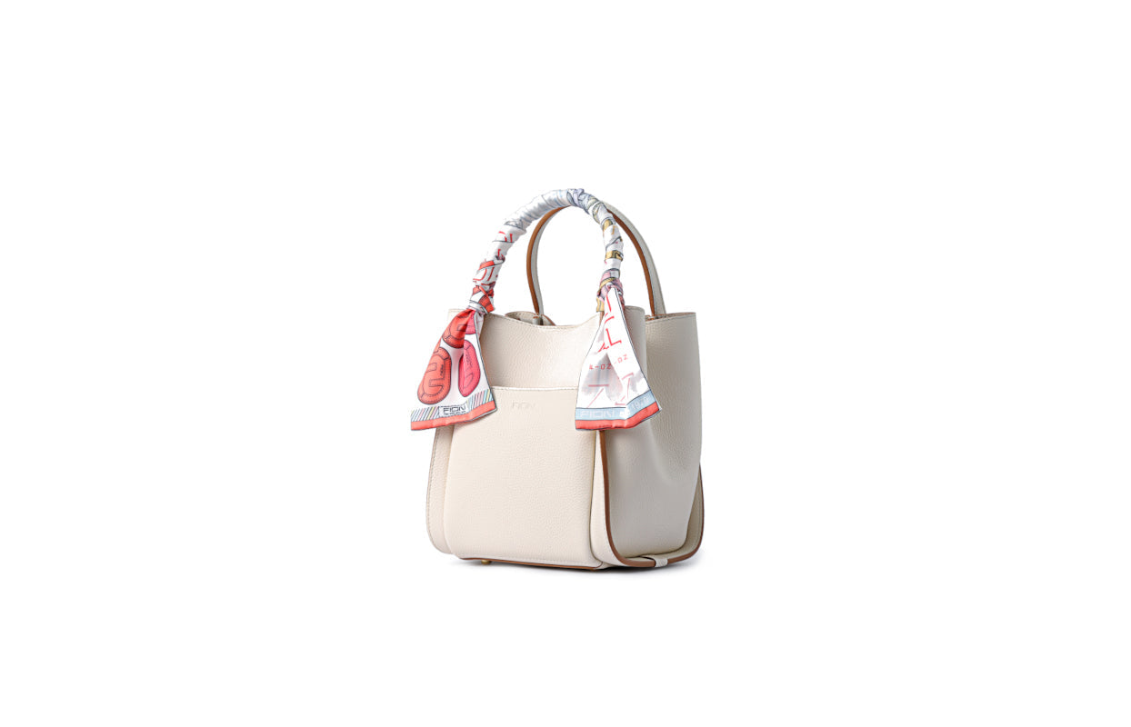 Chocolate Basket Jacquard with Leather Top Handle Bag