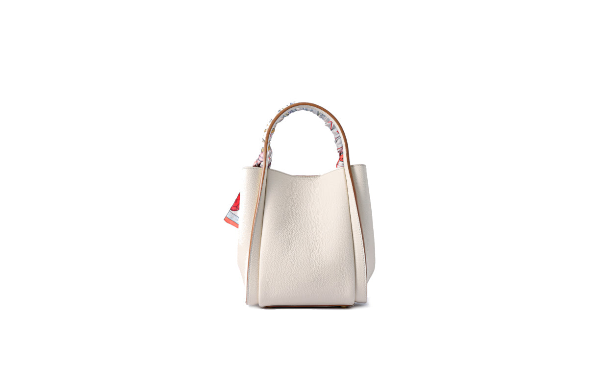 Chocolate Basket Jacquard with Leather Top Handle Bag