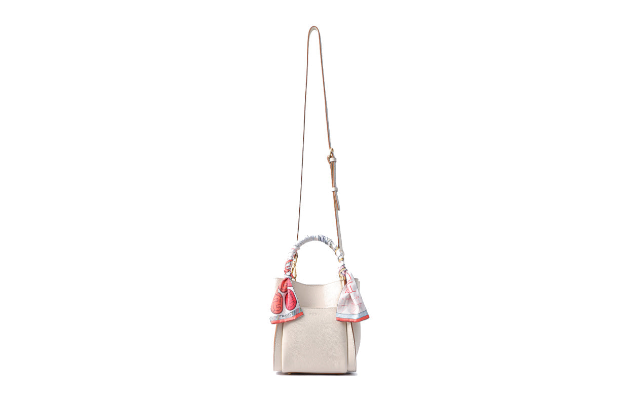 Chocolate Basket Jacquard with Leather Top Handle Bag