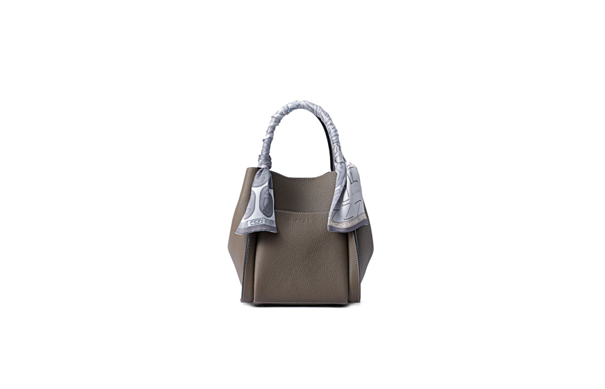 Chocolate Basket Jacquard with Leather Top Handle Bag