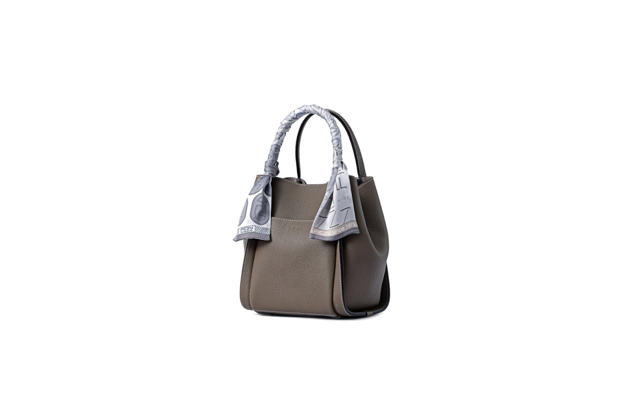 Chocolate Basket Jacquard with Leather Top Handle Bag