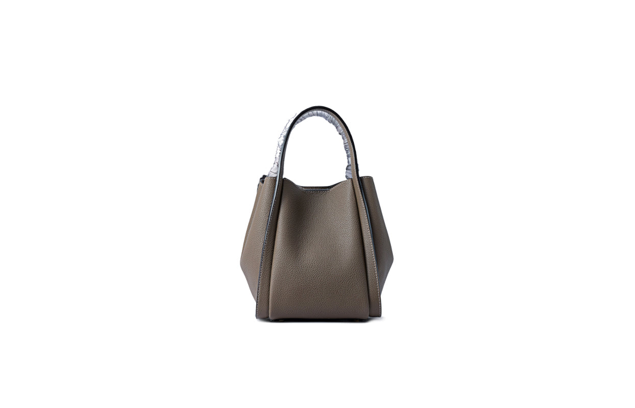 Chocolate Basket Jacquard with Leather Top Handle Bag