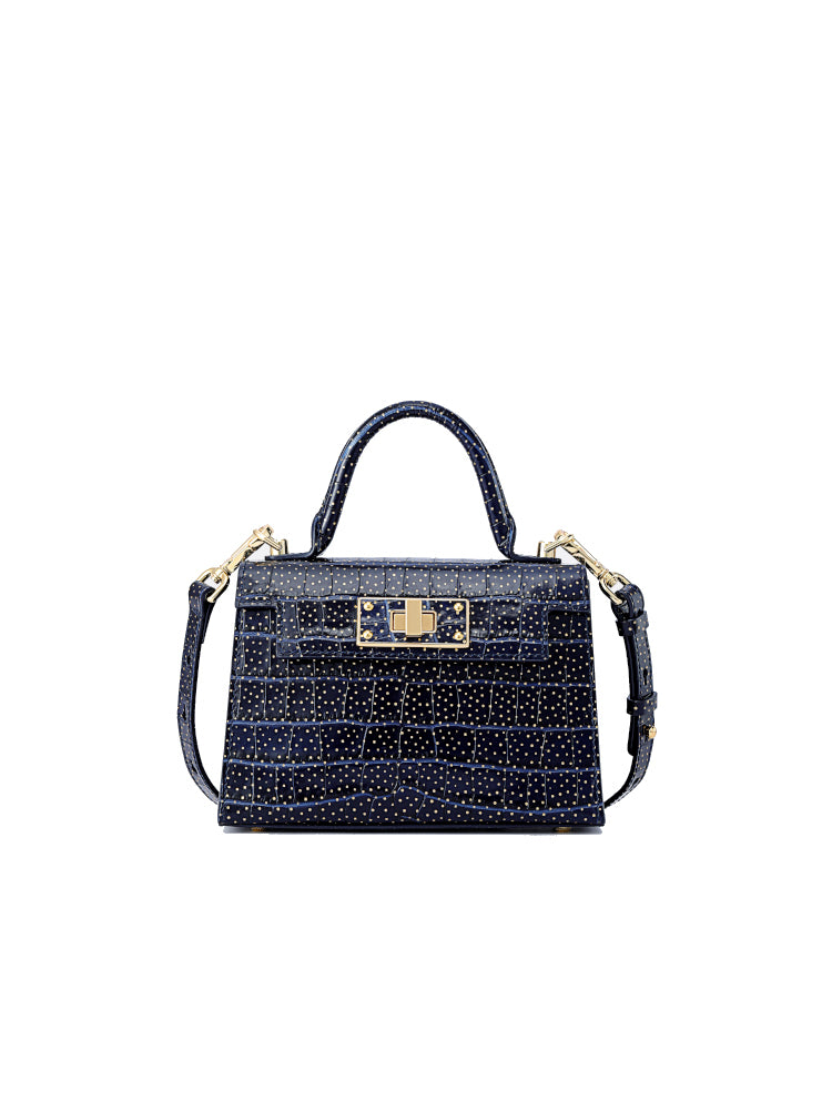 Stars Leather Top Handle Bag
