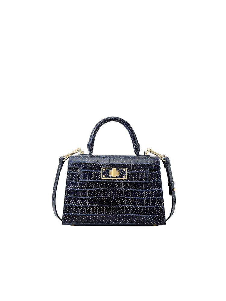 Stars Leather Top Handle Bag