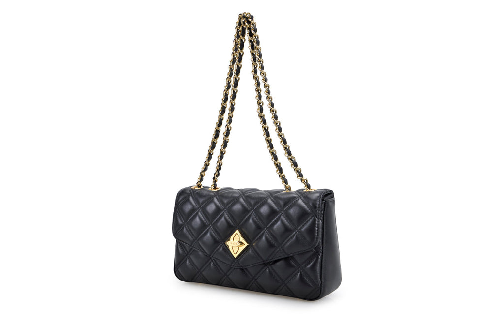 Platinum Grille Quilting Leather Crossbody & Shoulder Handbag